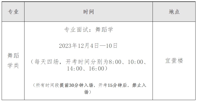 江西省2024年舞蹈类专业统考进出场时间规定